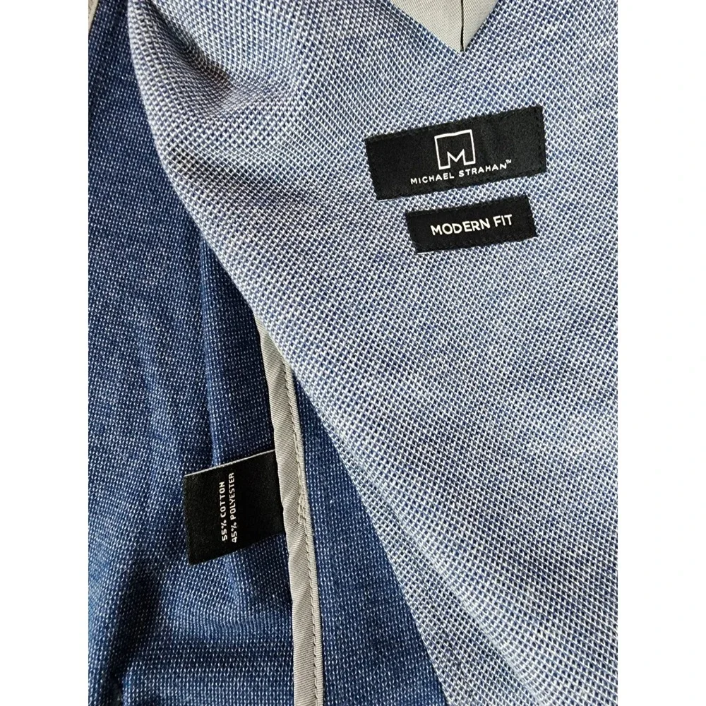 NWT Lot Michael Strahan Mens Modern Fit Knit Sport Coat Blazer Blue Grey Navy M